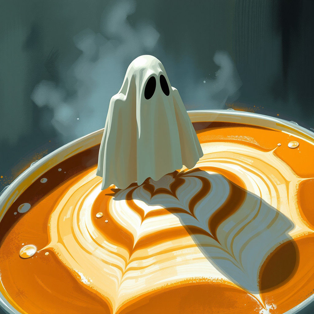 Ghostly Figure Emerges from Latte Art