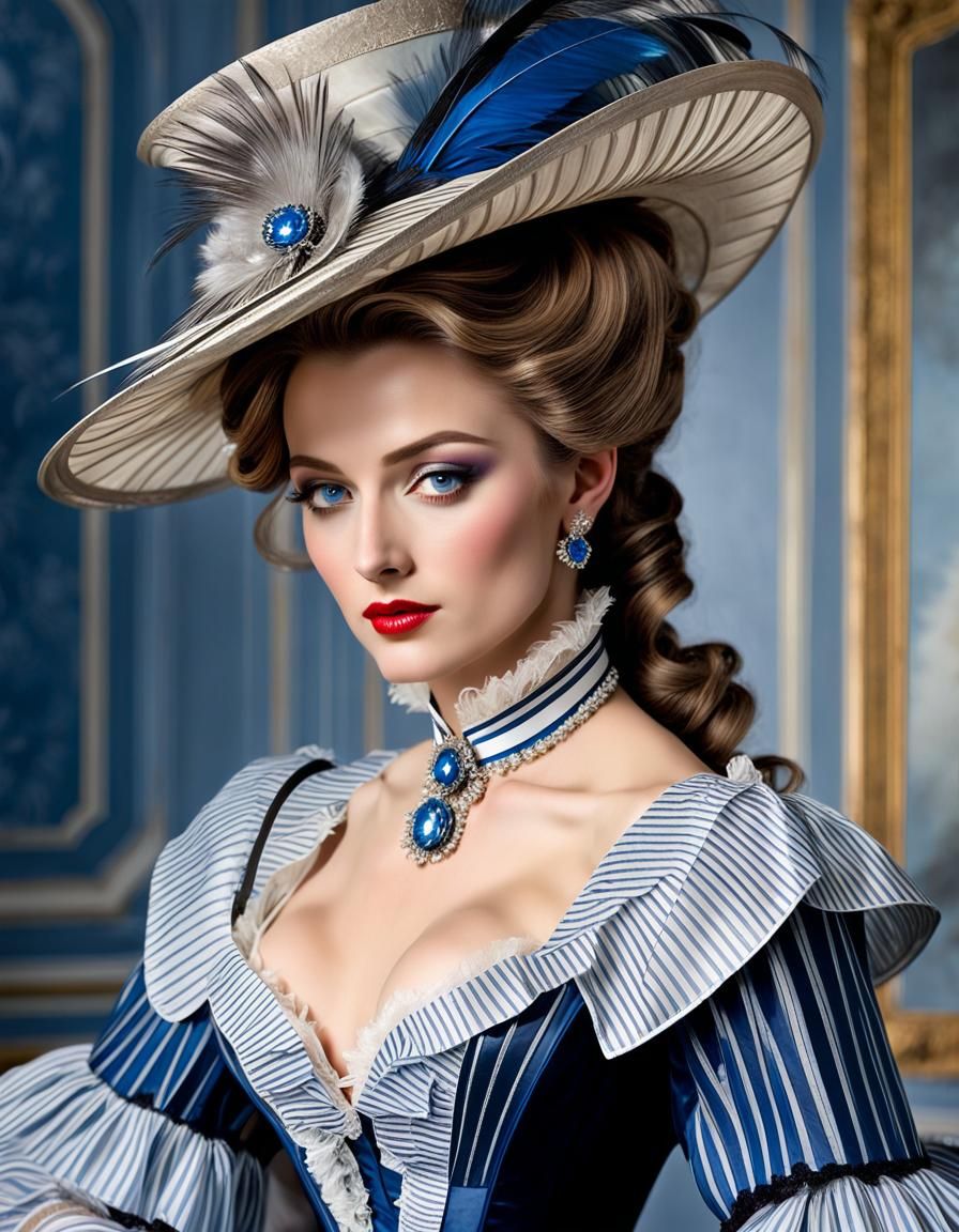 Elegant Bourgeoise in Silk Dress with Volumetric Lighting