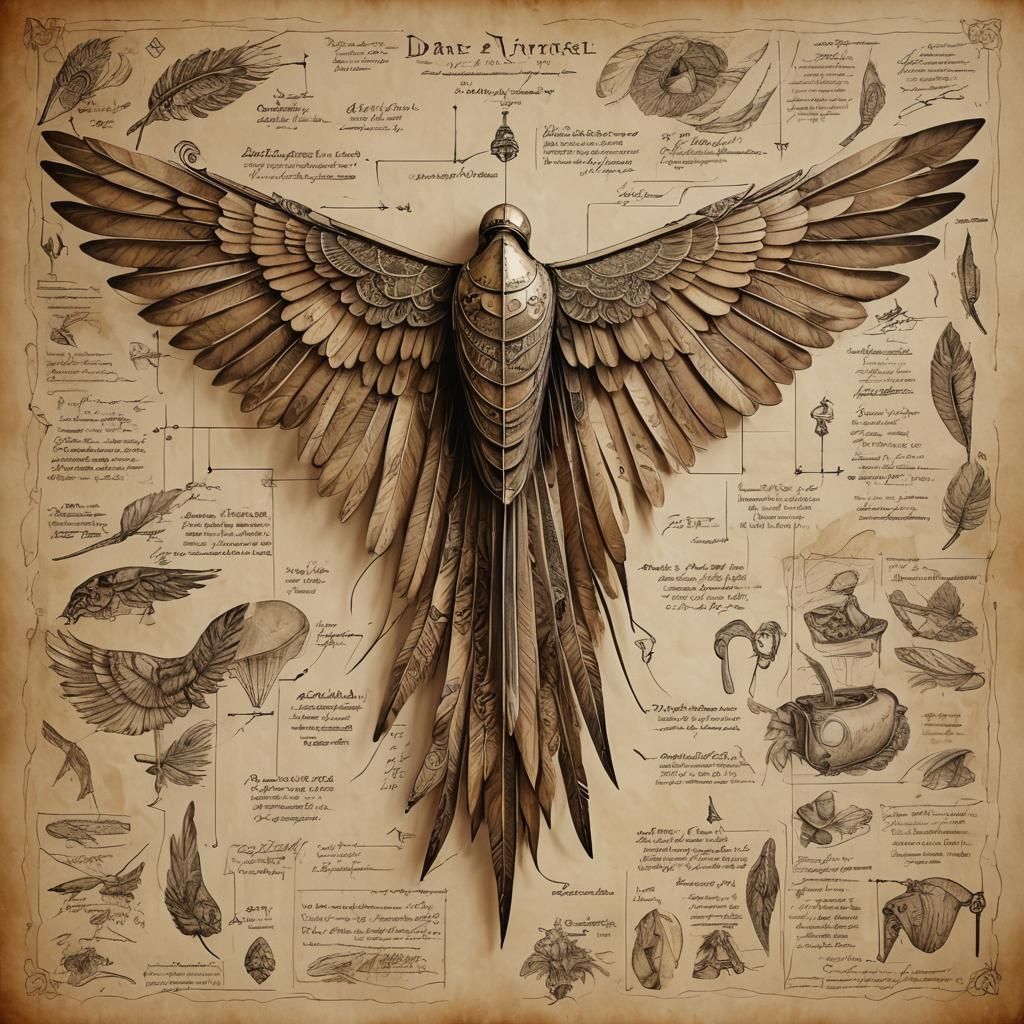 Da Vinci-Style Wing Suit Design on Parchment