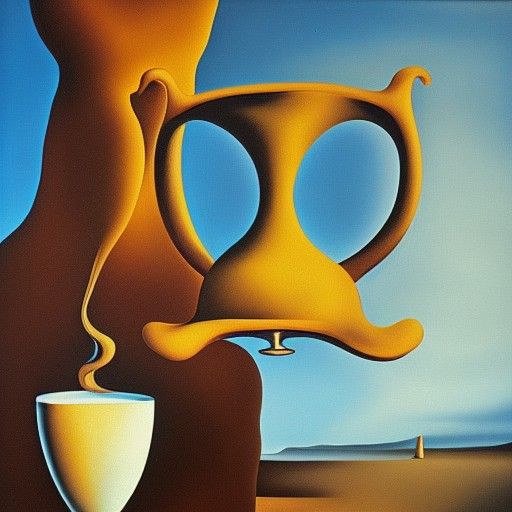 Surreal Coffee Cup Meltdown in Dali Style