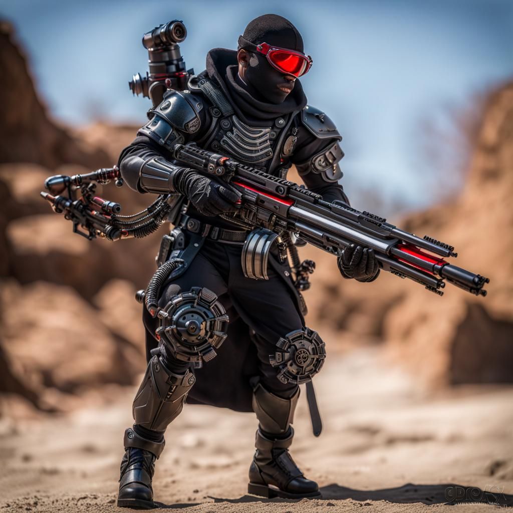 Afrofuturistic Steampunk Ninja Product Shot