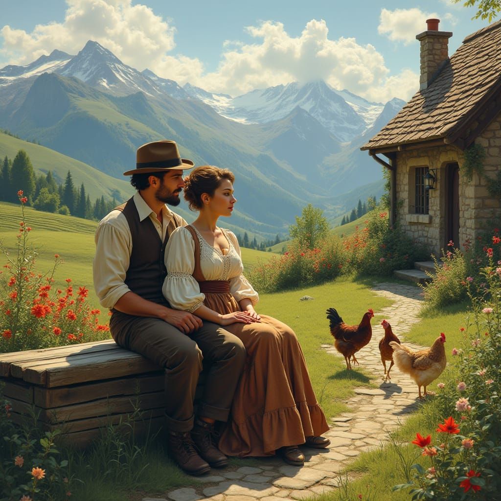 Rustic Serenity in a Spring Garden