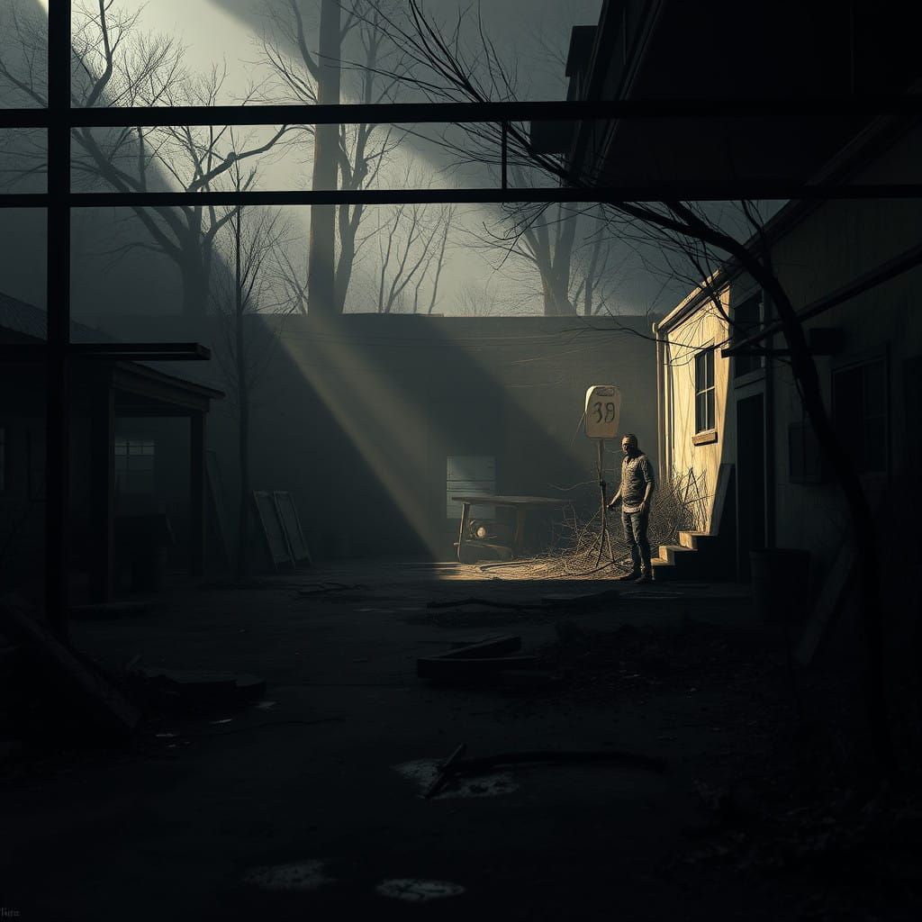 Gritty Post-Apocalyptic Landscape in Dark Cyberpunk Style