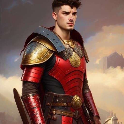 Heroic Medieval Legionnaire Portrait in Digital Art Style