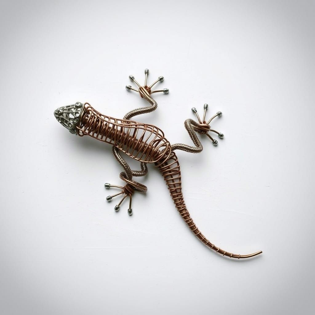 Wire Lizard Sculpture: Twisted Metal Art