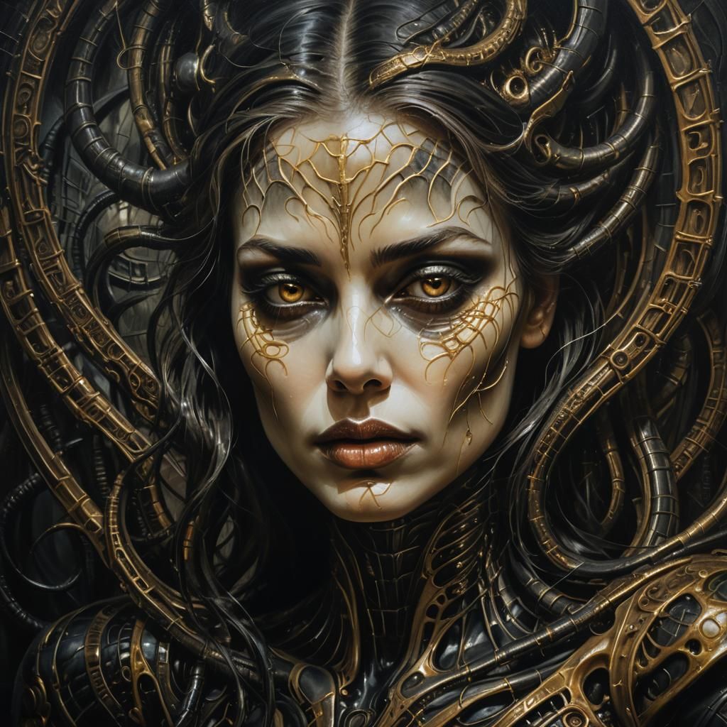 Captivating Woman's Face in Dark Romanticism Style