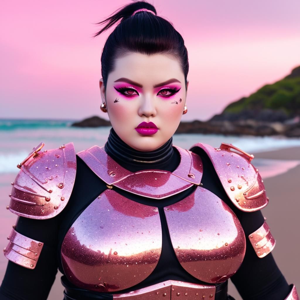 Cyberpunk Samurai Woman on the Beach