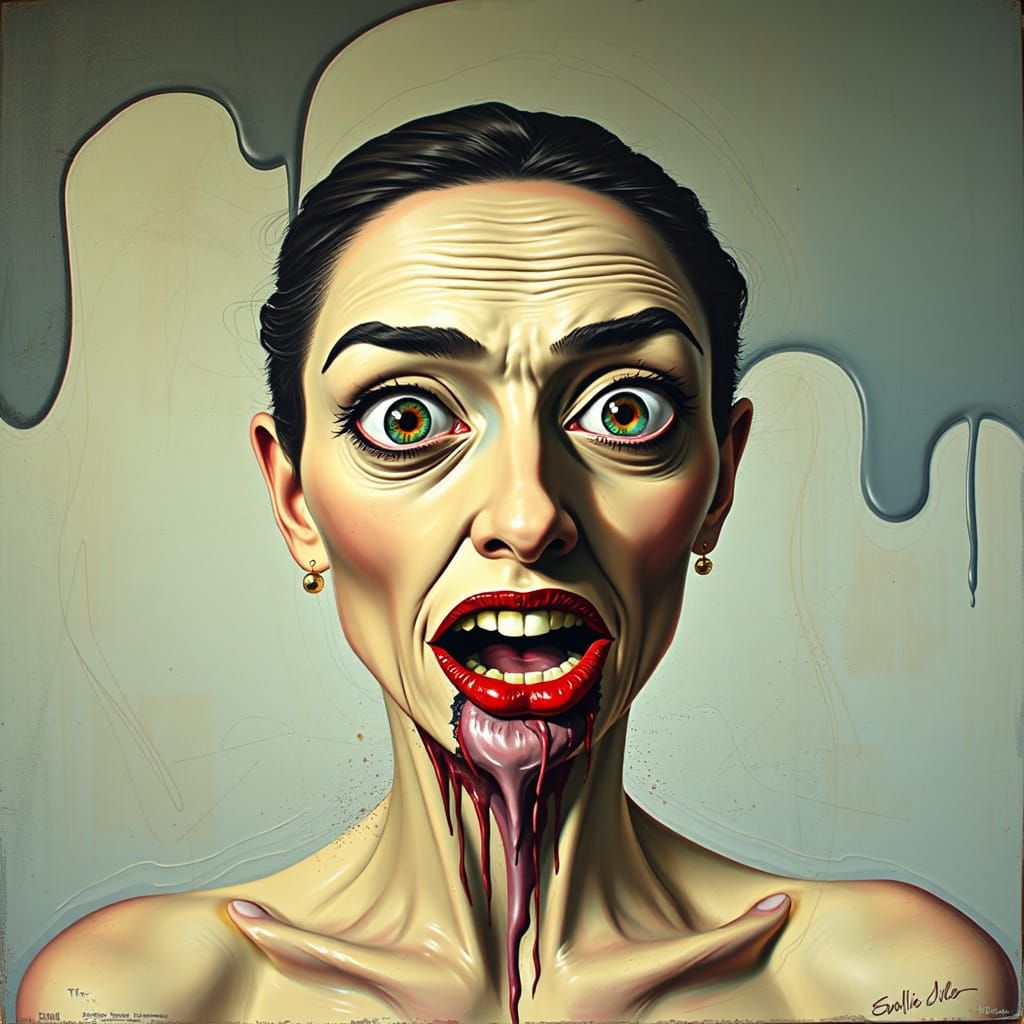 Glitch Art Portrait of Distorted Woman's Face