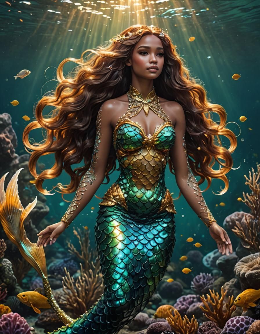 Spectacular Crystalline Eel Mermaid in Piebaldism