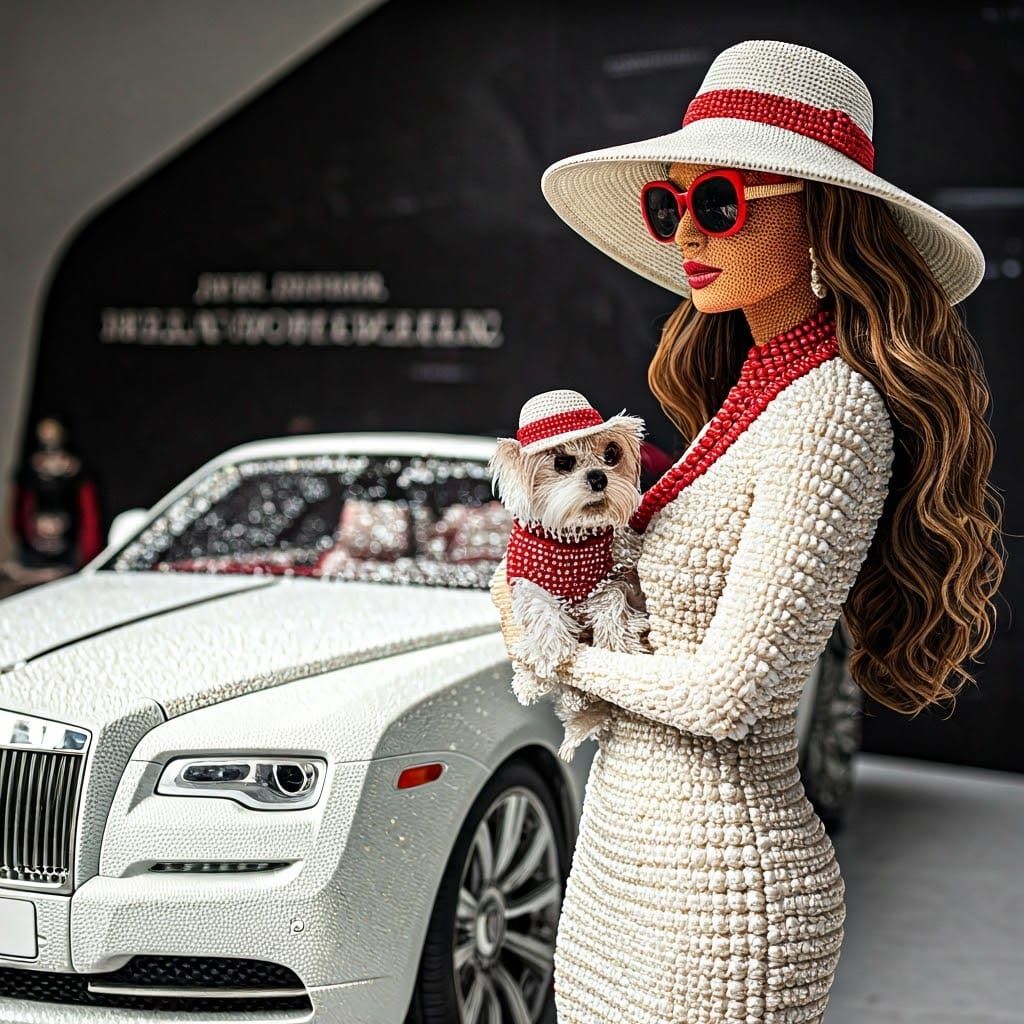 Pearlescent Lady with Puppy by Rolls-Royce