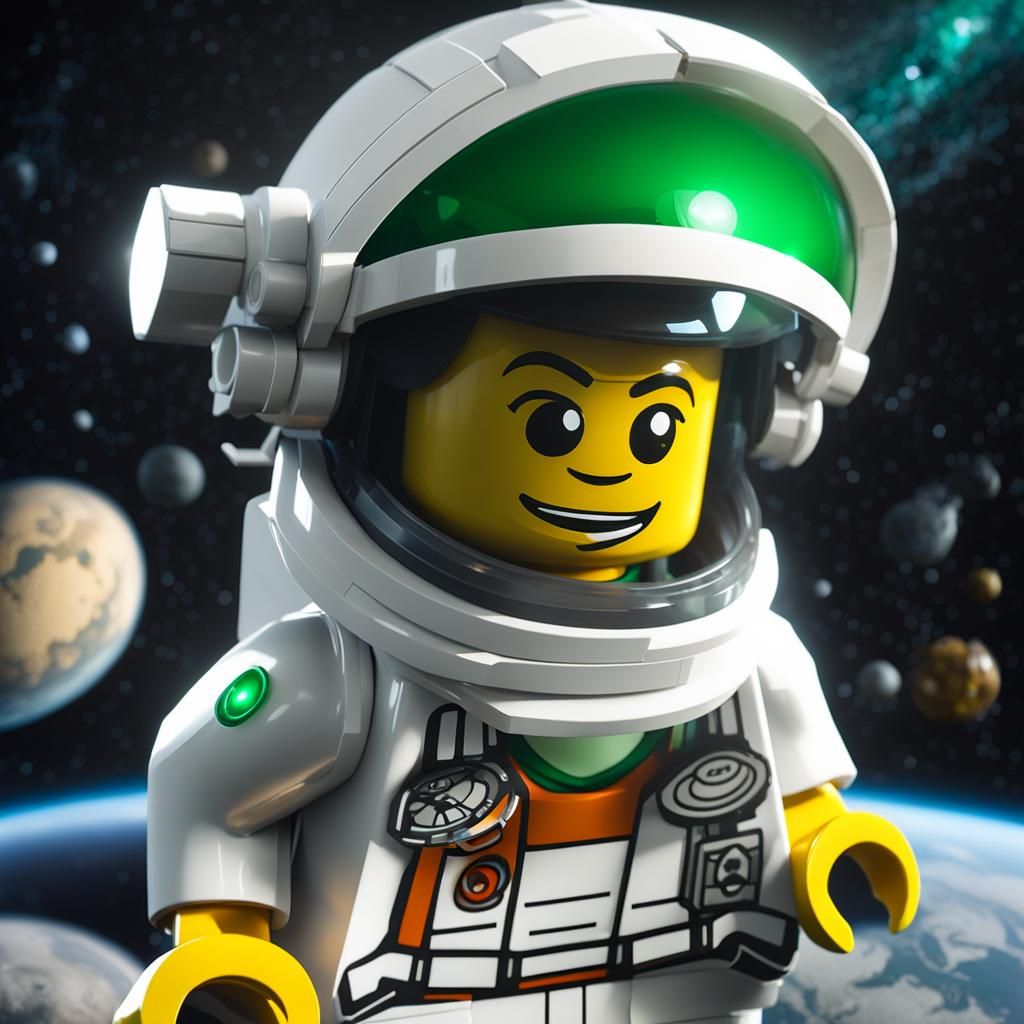 Lego Astronaut Floats in Space: 3D Game Cinematic
