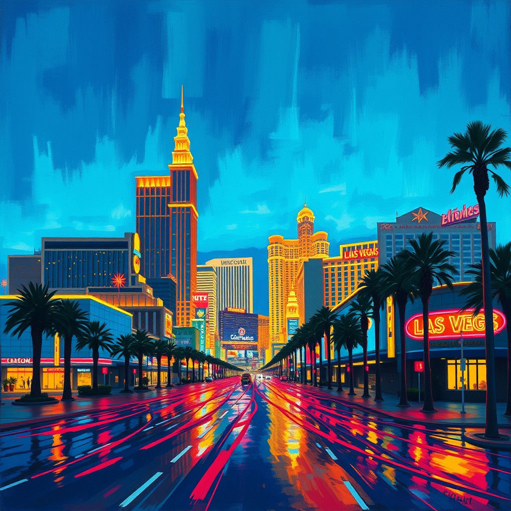 Las Vegas at Dusk: An Impasto Painting