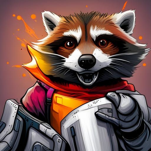 Rocket Raccoon Line Art in Graffiti Style