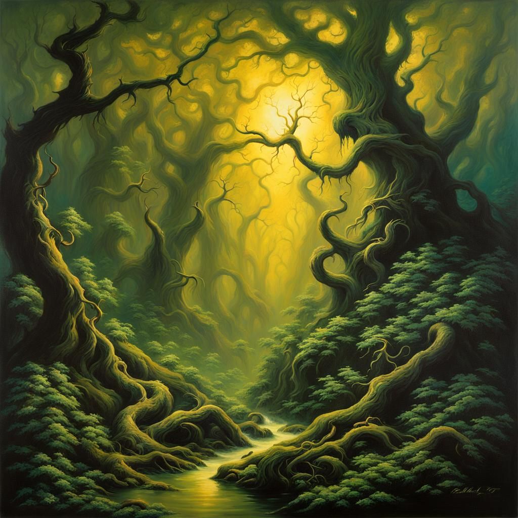 Eldritch Forest in a Fantasy Painting Style