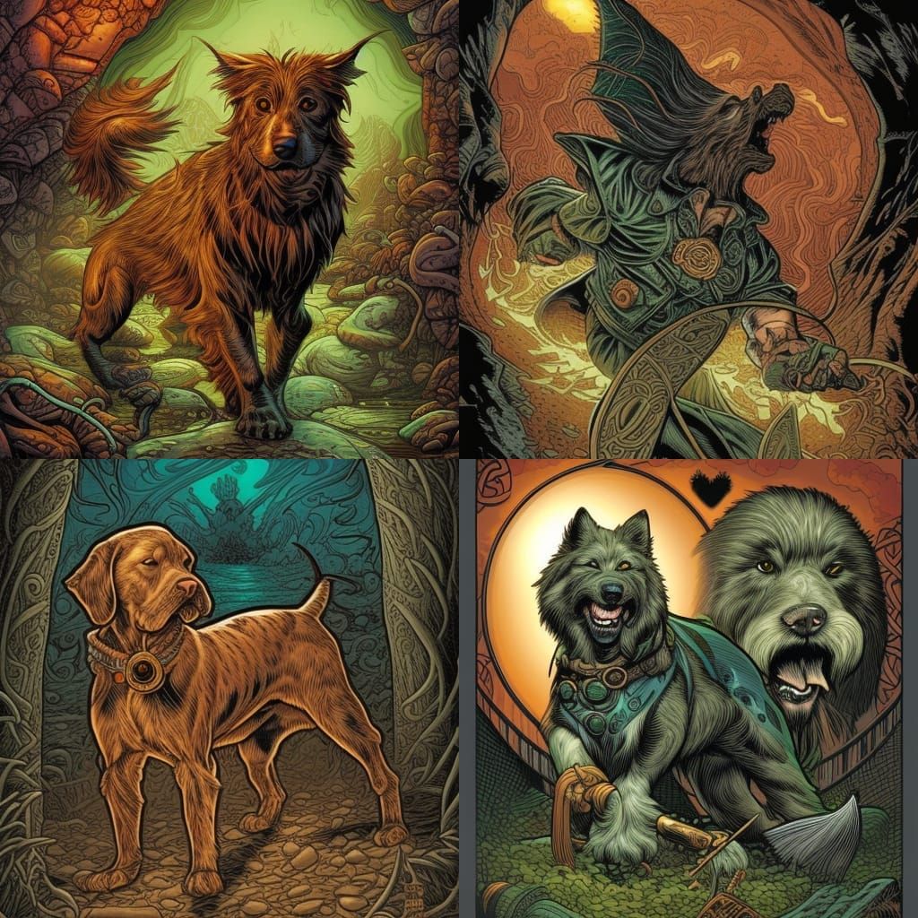 Celtic Dog in Comic Book Art Style