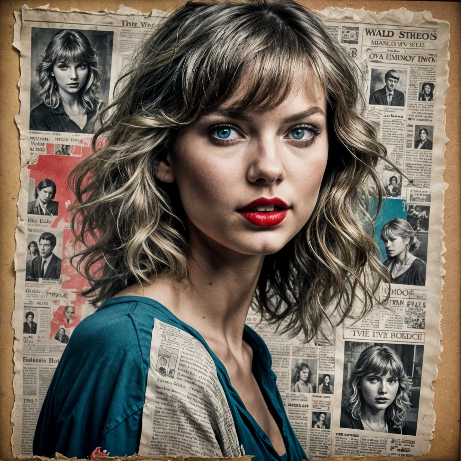 Taylor Swift Retro Portrait with Color Pops