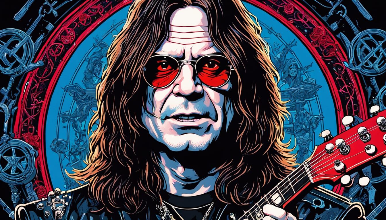 Ozzy Osbourne Flash Tattoo Sheet in Comic Style