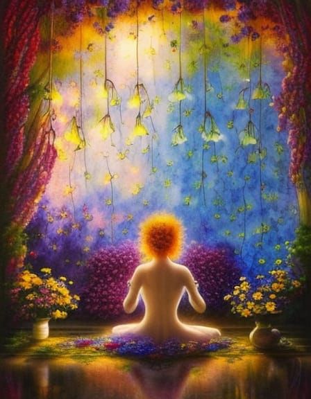 Room of Lace Flowers in Gouache Painting Style