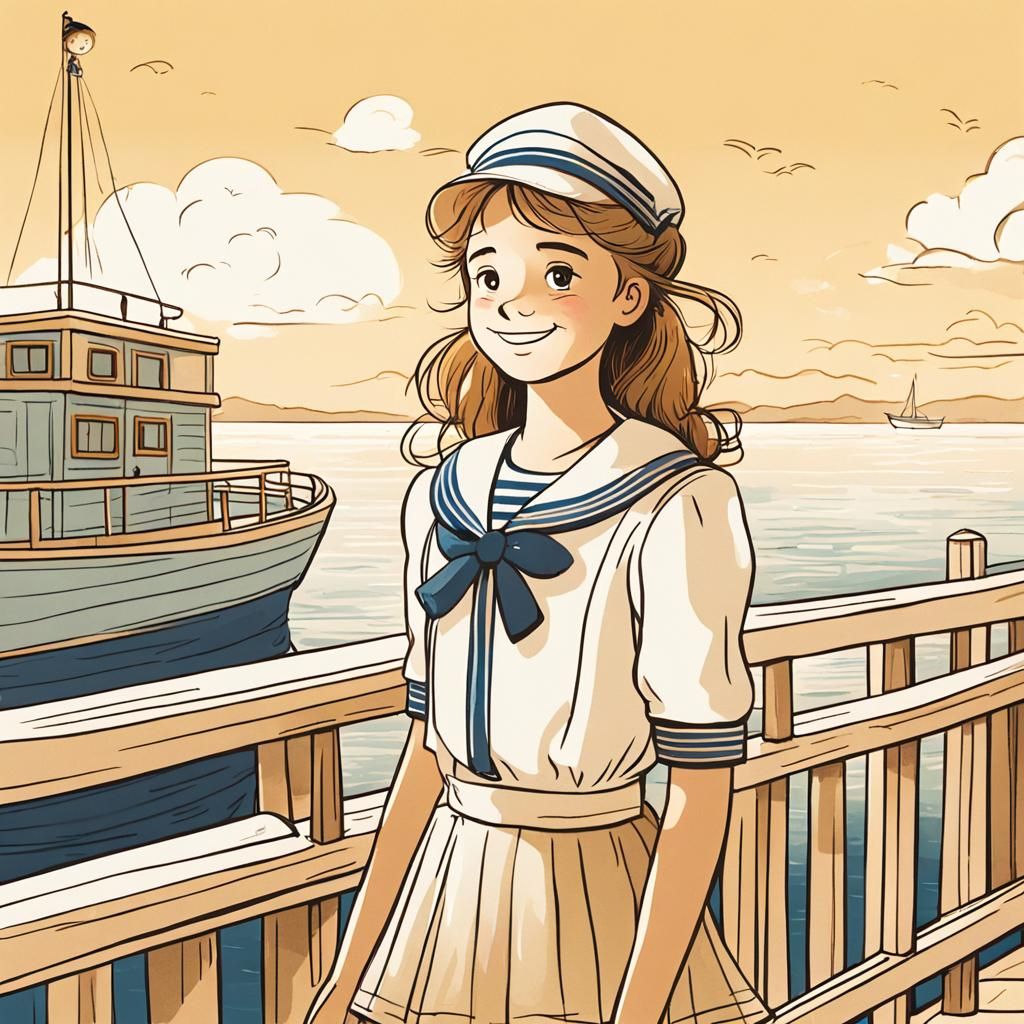 Sailor Girl Embarks on Whimsical Voyage in Dreamy, 8K Resolu...