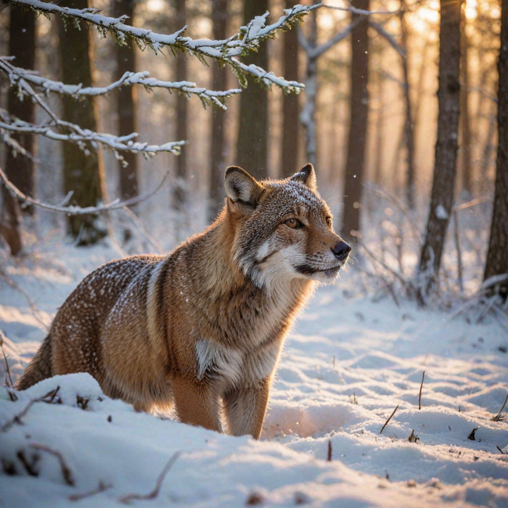 Winter Wonderland of Animals in Snowy Forest