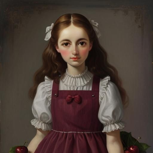 Girl with Teddy Bear in Rubens-Inspired Hues