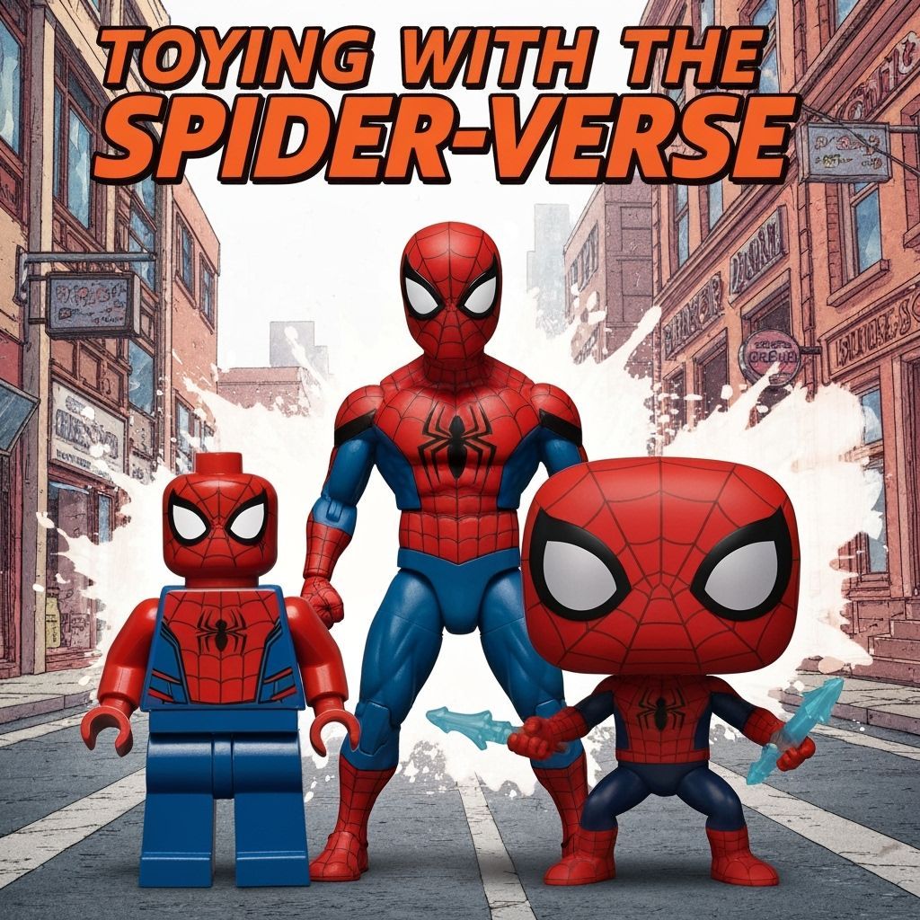 Spider-Man Toys in Comic Book Battle Scene