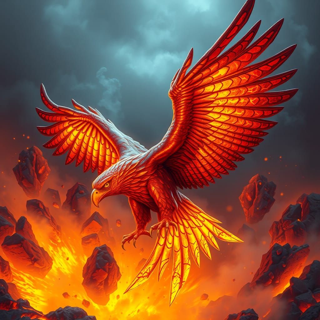 Magma Eagle Erupting from Volcano