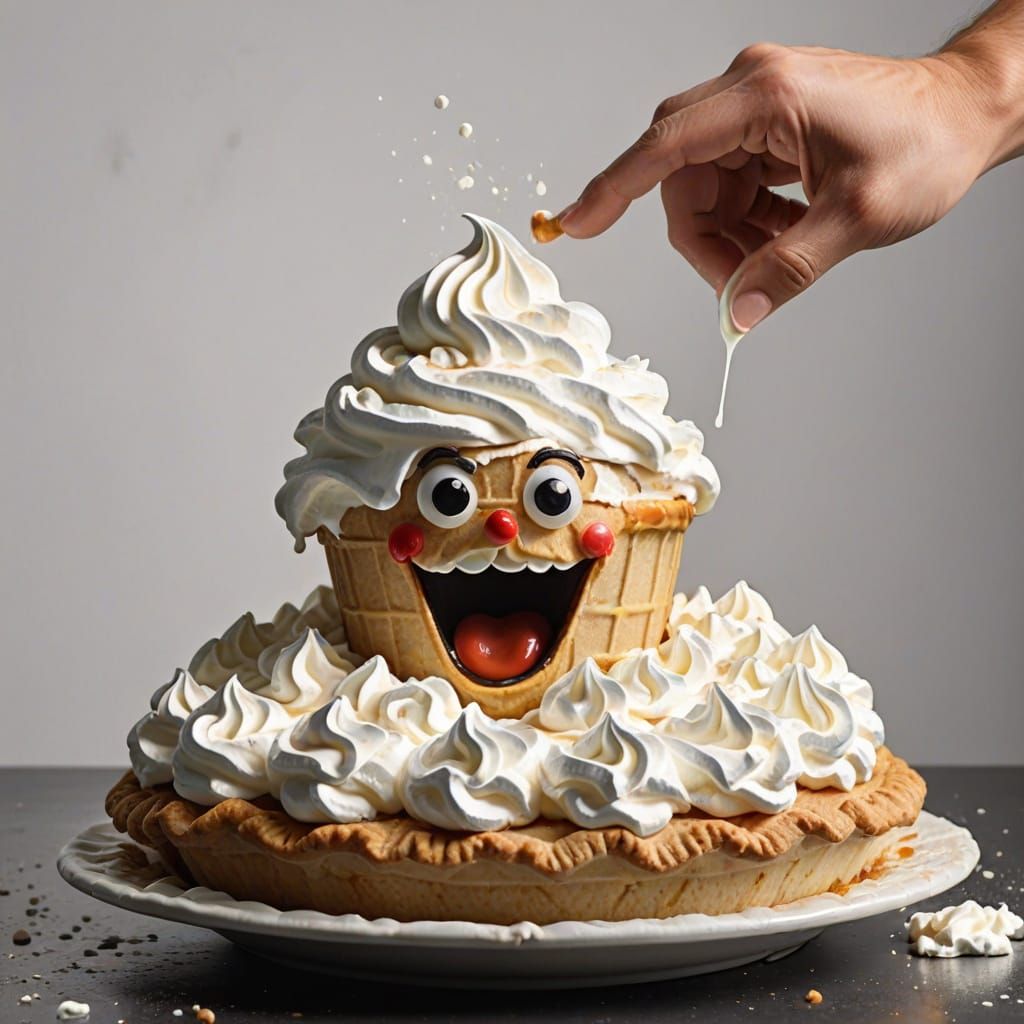 Pie's Surprised Reaction to Whipped Cream Attack
