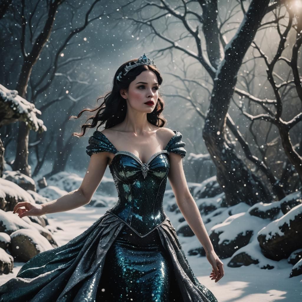 Snow White Space Mermaid with Black Sparkles