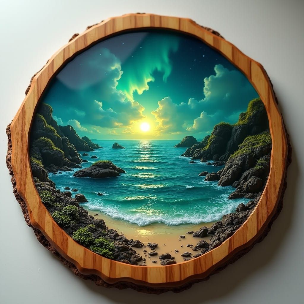 Dreamy Resin Art of a Tranquil Sea Scene