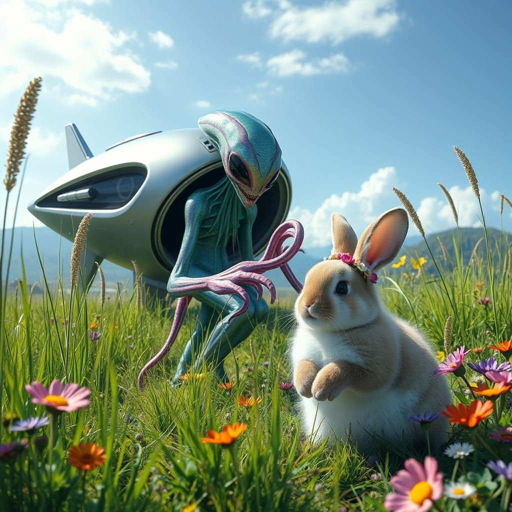 Gelatinous Alien Encounter in Lush Clearing