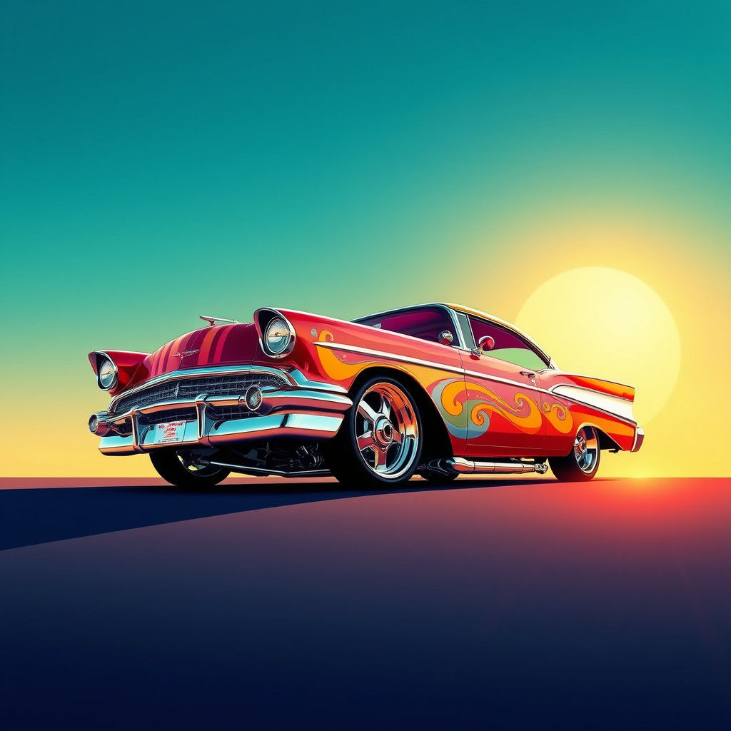 Custom Lowrider Car in Futuristic Sci-Fi Style