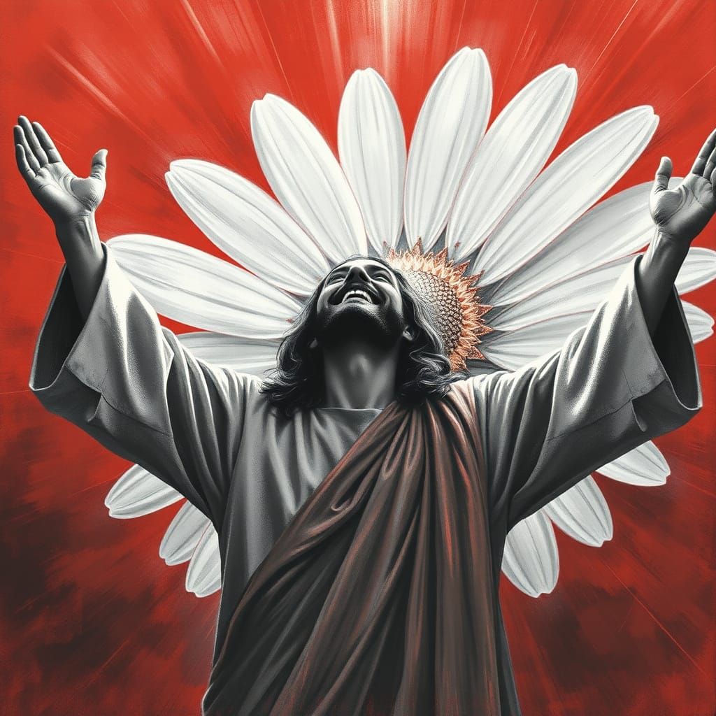 Joyful Jesus in a Field of Daisies