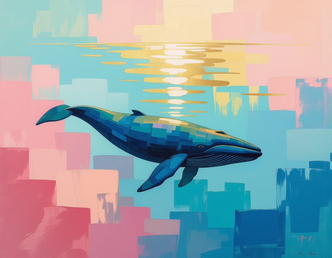 Whale Glides Gently: Impressionistic Bird's-Eye View