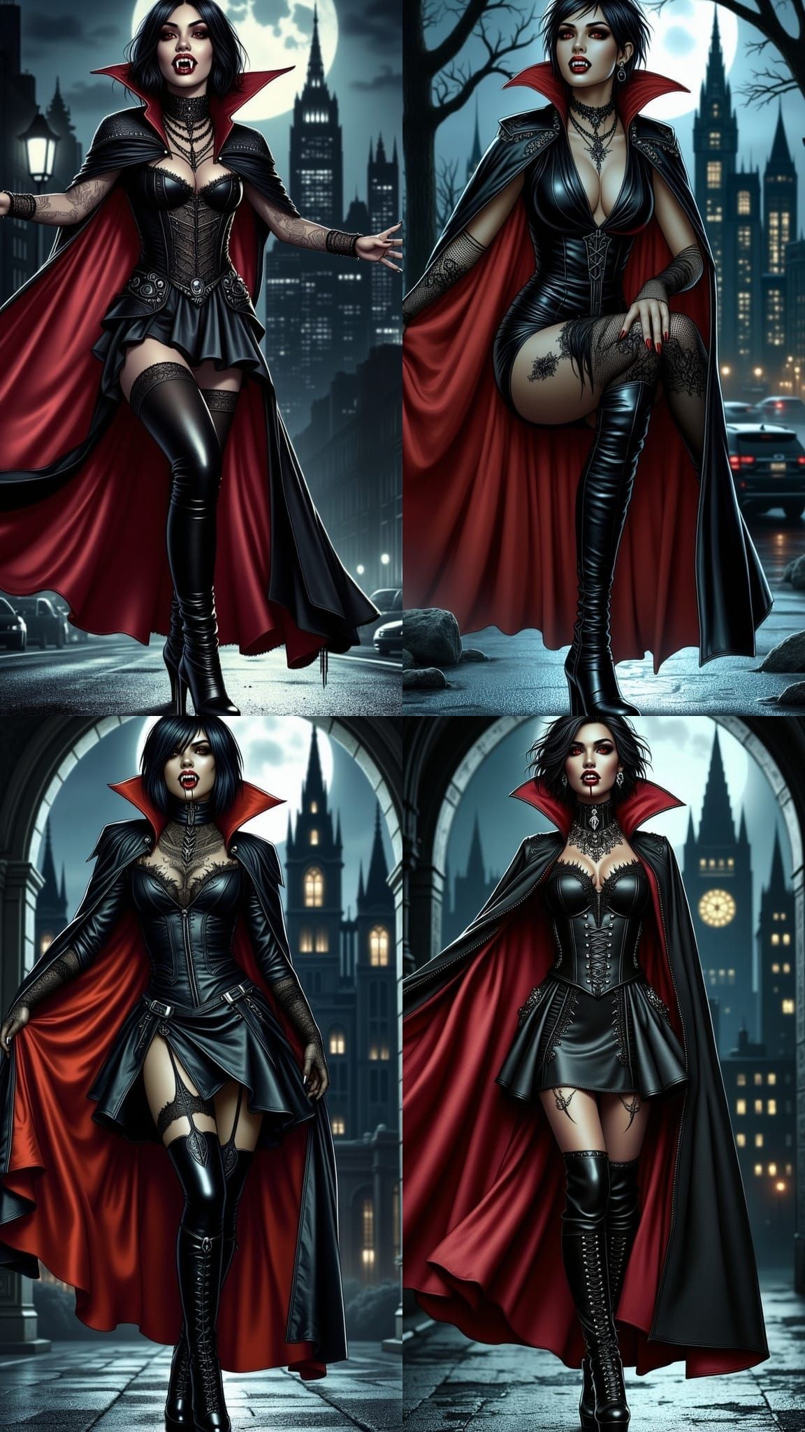 Gothic Vampire Goddess in Leather and Cape
