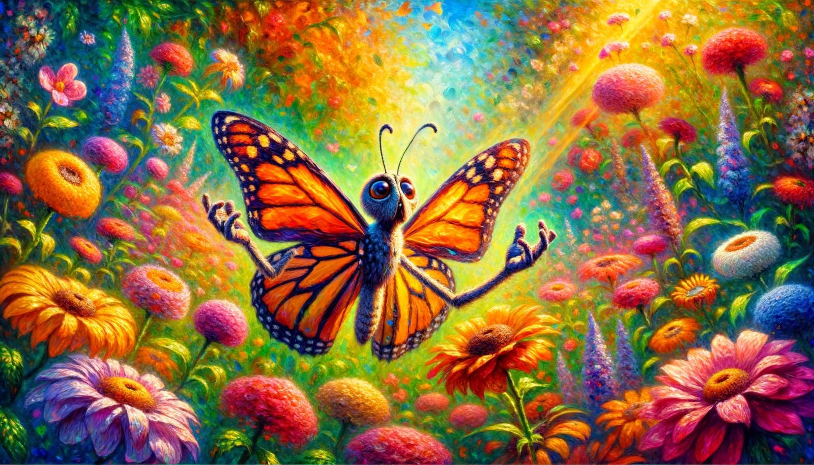 Bewildered Butterfly in Impressionist Garden