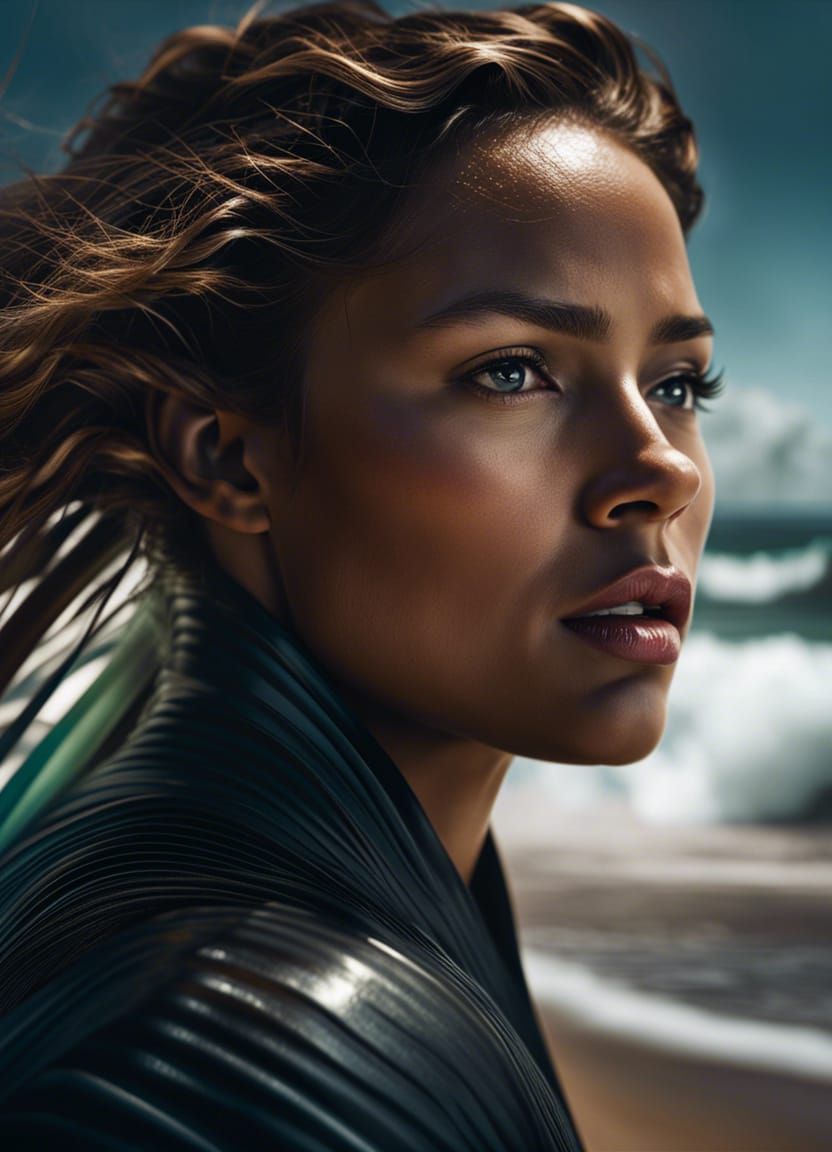 surf girl in wetsuit