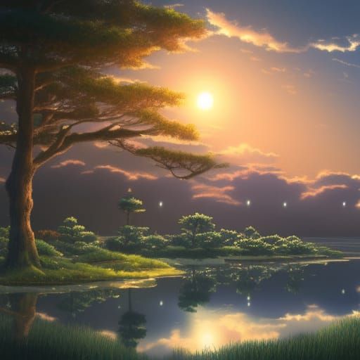 Moonlit Lake: Studio Ghibli Anime Key Visual