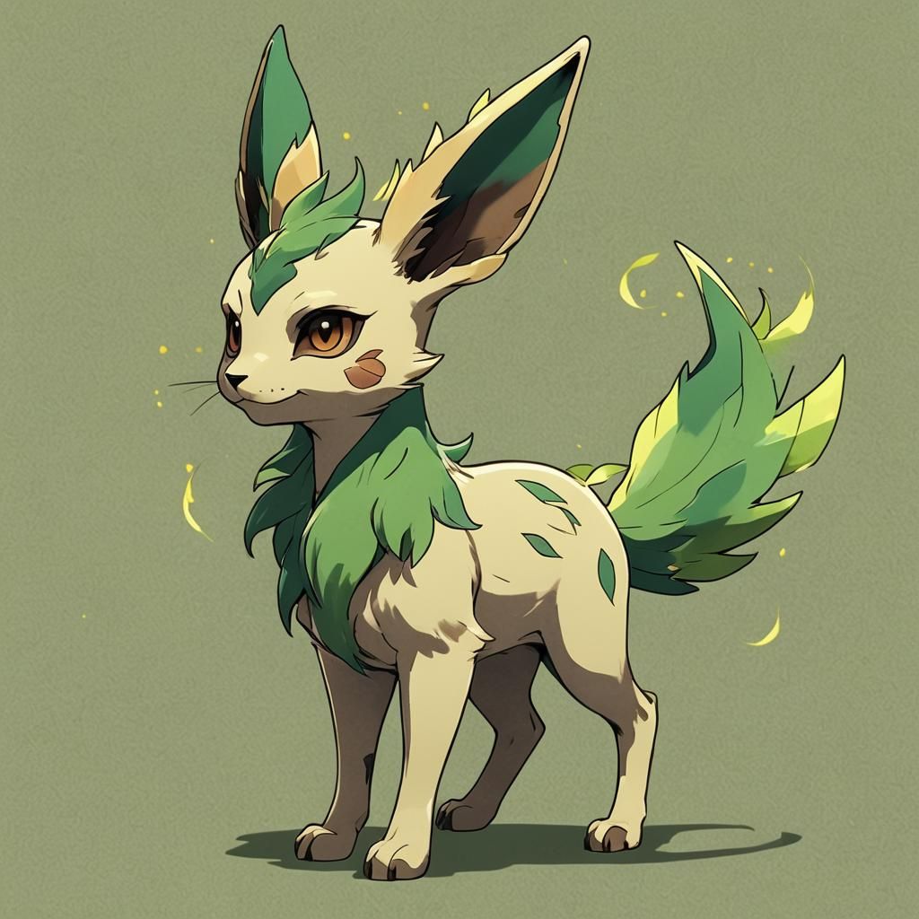 Leafeon Anime Manga Scan in Cel-Shaded Style