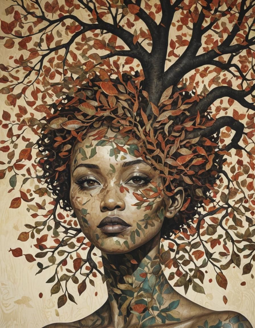 Person Morphs to Tree With Fish Leaves