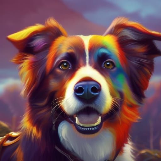 Border Collie Portrait in Fantasy Style