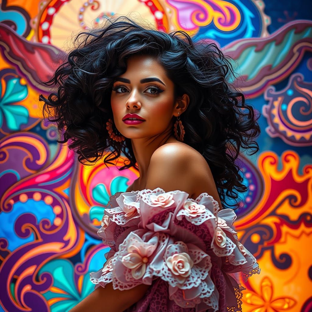 Ethereal Woman in Iridescent Dreamscape