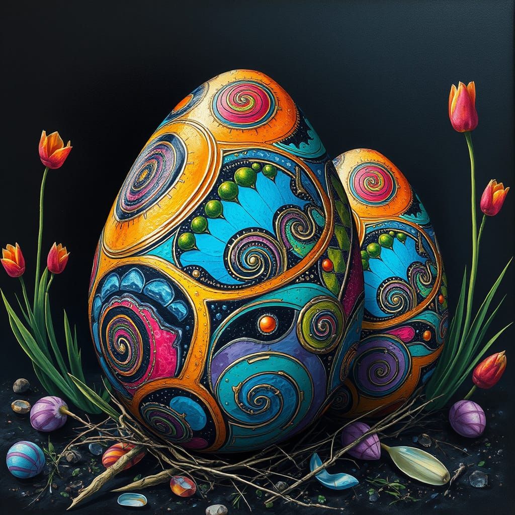 Vibrant Easter Eggs in Abstract Geometric Art
