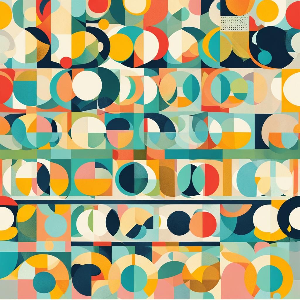 Geometric Bauhaus Quilt Block in Pastel Colors