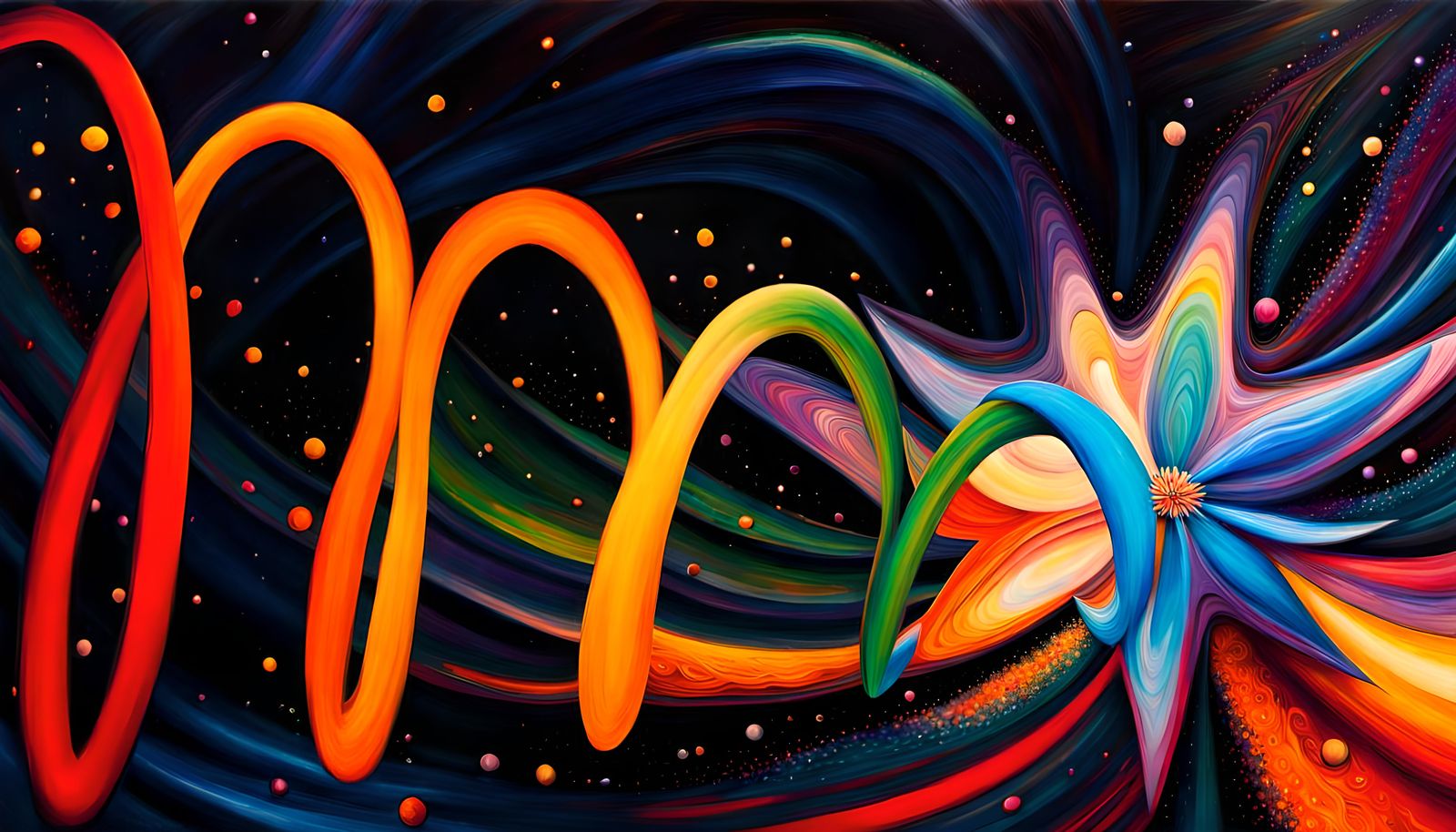 Vibrant Vortex Star-Flower in Impasto Oil Painting