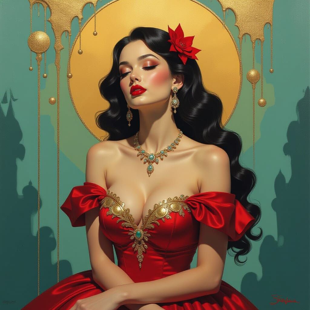 Dreamlike Surreal Woman in Oil Canvas Style