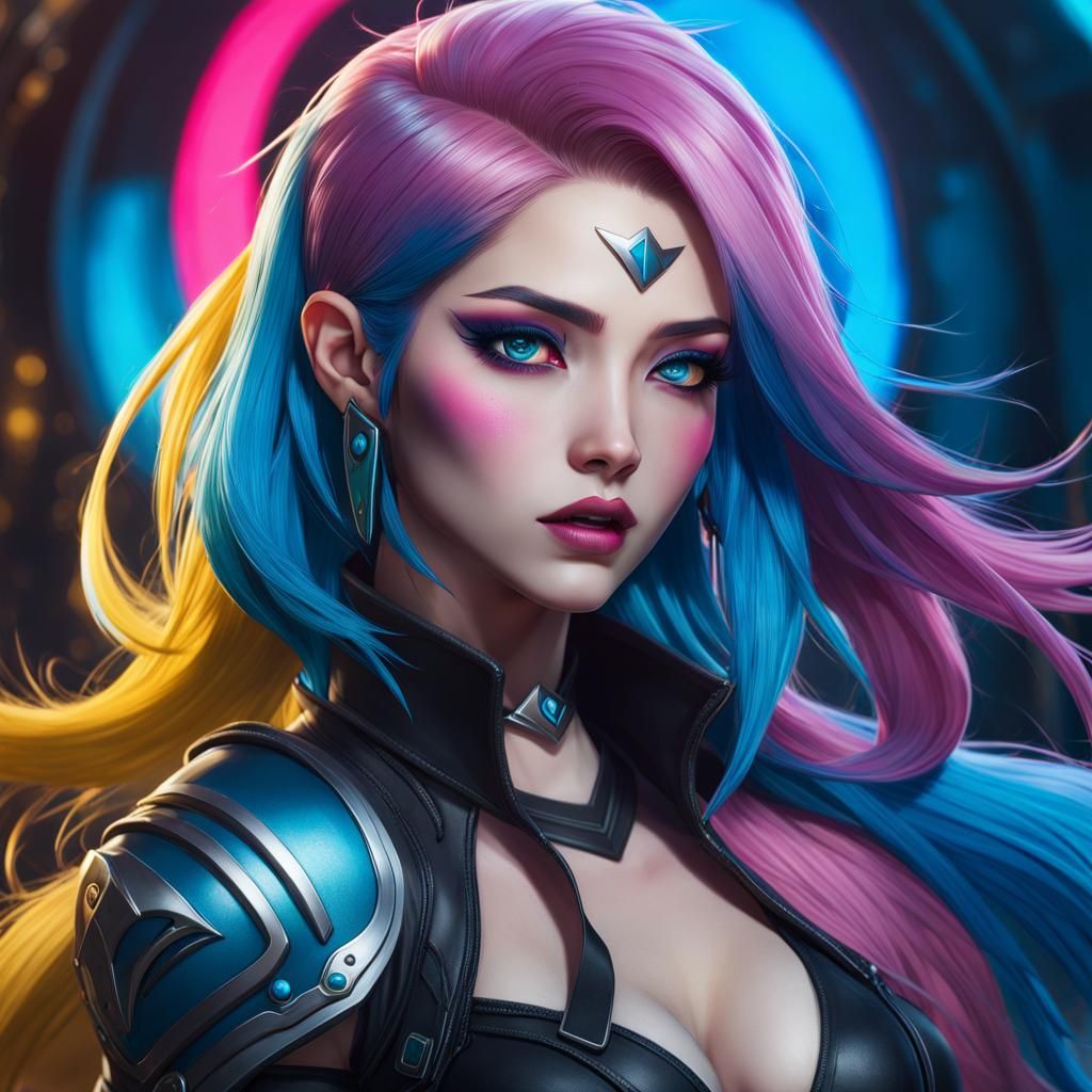 Jinx League of Legends Portrait in Graffiti Art Style