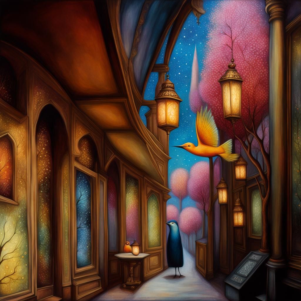 Dreamlike Bird in Delicate Pastel Colors