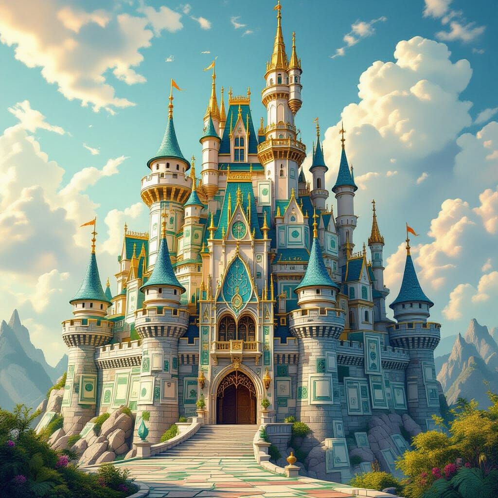 Fantasy Castle Made of Colorful Banknotes