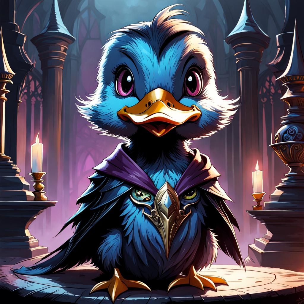 Duckling Villain with Demonic Grin: Fantasycore Art